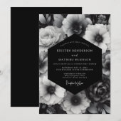Invitation Mariage Opulent Black Bloom (Devant / Derrière)