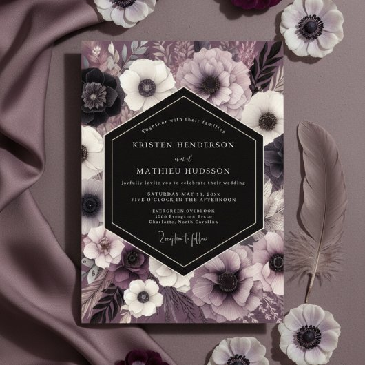 Invitation Mariage Opulent Botanique Mauve