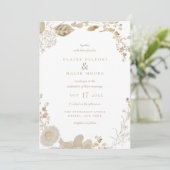 Invitation Mariage opulent dans le jardin doré (Debout devant)