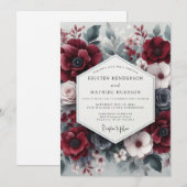 Invitation Mariage Opulent Fleur de Bourgogne (Devant / Derrière)