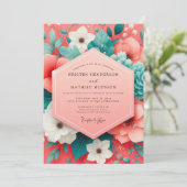 Invitation Mariage Opulent Fleur de Corail (Debout devant)