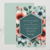 Invitation Mariage Opulent Fleur de Corail Sarcelle (Devant / Derrière)