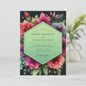 Invitation Mariage Opulent Fleur Émeraude (Debout devant)