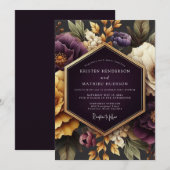 Invitation Mariage Opulent Flora Plum Gold (Devant / Derrière)