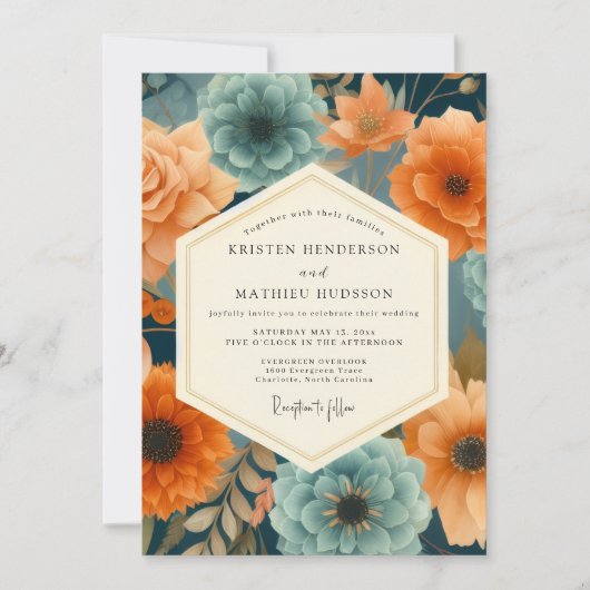 Invitation Mariage Opulent Paprika Navy (Devant)