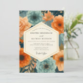 Invitation Mariage Opulent Paprika Navy (Debout devant)