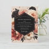 Invitation Mariage Opulent Pivoine Corail (Debout devant)