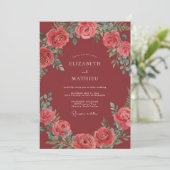 Invitation Mariage Opulent Rose Marron (Debout devant)