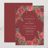 Invitation Mariage Opulent Rose Marron (Devant / Derrière)