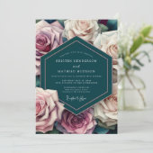 Invitation Mariage Opulent Sarcelle Mauve (Debout devant)