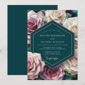 Invitation Mariage Opulent Sarcelle Mauve (Devant / Derrière)