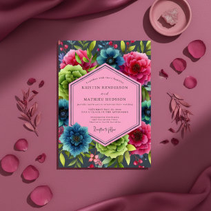 Invitation Mariage Opulent Teal Bloom