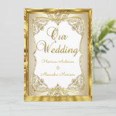 Invitation Mariage Or Blanc beige Crème Perle (Debout devant)