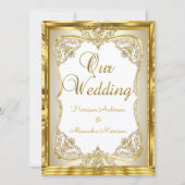 Invitation Mariage Or Blanc beige Crème Perle (Devant)