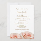 Invitation Mariage or blanc flou rose rose Rose (Devant)