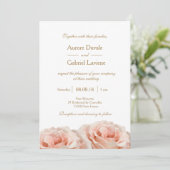 Invitation Mariage or blanc flou rose rose Rose (Debout devant)