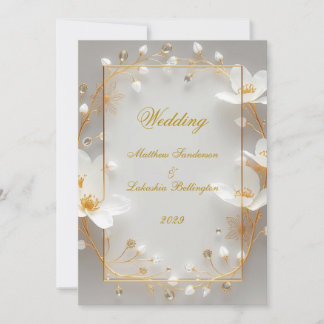 Invitation Mariage Or Blanc Moderne Sophistiqué Élégant