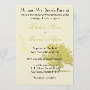 Invitation Mariage-or d'arbre de chute