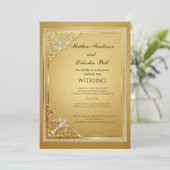 Invitation Mariage Or Diamants Élégant (Debout devant)