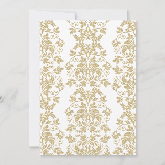 Invitation Mariage or et blanc Damask et Bow (Dos)