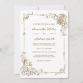 Invitation Mariage Or et blanc modifiable (Devant)