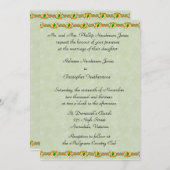 Invitation Mariage or et émeraude (Devant / Derrière)