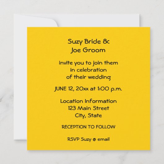 Invitation Mariage or et noir Chevron (Dos)