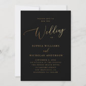 Invitation Mariage Or et Noir | Élégant Classique Script (Devant)