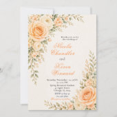 Invitation Mariage Or et Pêche au Champagne (Devant)