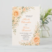 Invitation Mariage Or et Pêche au Champagne (Debout devant)