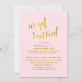 Invitation Mariage Or et Rose Typographie Célébration (Devant)