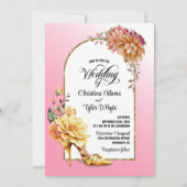 Invitation Mariage or floral haut talon rose arc (Devant)