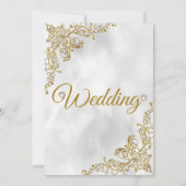 Invitation Mariage or Marbre blanc perle argent (Dos)