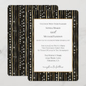 Invitation Mariage Or Noir Perles Blanches (Devant / Derrière)