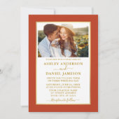 Invitation Mariage or orange brûlé moderne (Devant)