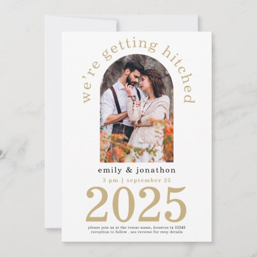 Invitation Mariage or photo Arch moderne (Devant)