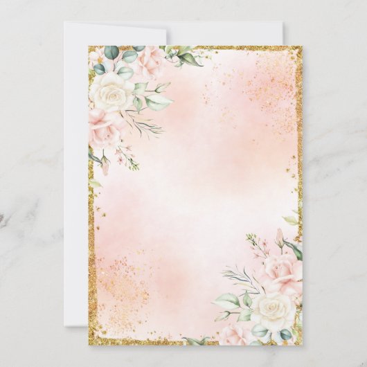 Invitation Mariage or rose floral (Dos)