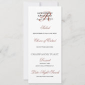 Invitation mariage or rose menu do-it-yourself dîner élégant (Devant)