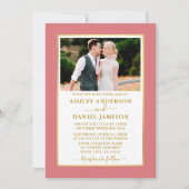 Invitation Mariage or Rose moderne élégant (Devant)