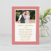 Invitation Mariage or Rose moderne élégant (Debout devant)