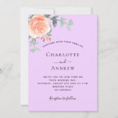 Invitation mariage or rose violet violet vert (Devant)