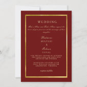 Invitation Mariage Or Royale Rouge Profond (Devant)