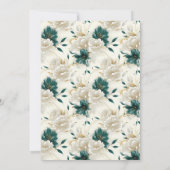 Invitation Mariage or Turquoise floral délicat (Dos)