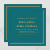 Invitation Mariage or Turquoise moderne (Devant / Derrière)