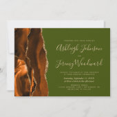 Invitation Mariage Or Vert Olive Agate Or Doré Brûlé (Devant)