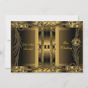 Invitation Mariage Or Vieil Art Déco Floral