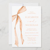 Invitation Mariage orange Apricot en ruban aquarelle (Devant)