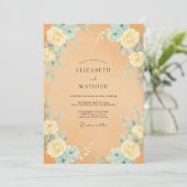 Invitation Mariage Orange Aqua Rose (Debout devant)