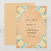 Invitation Mariage Orange Aqua Rose (Devant / Derrière)