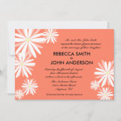 Invitation Mariage orange avec marguerites blanches (Devant)